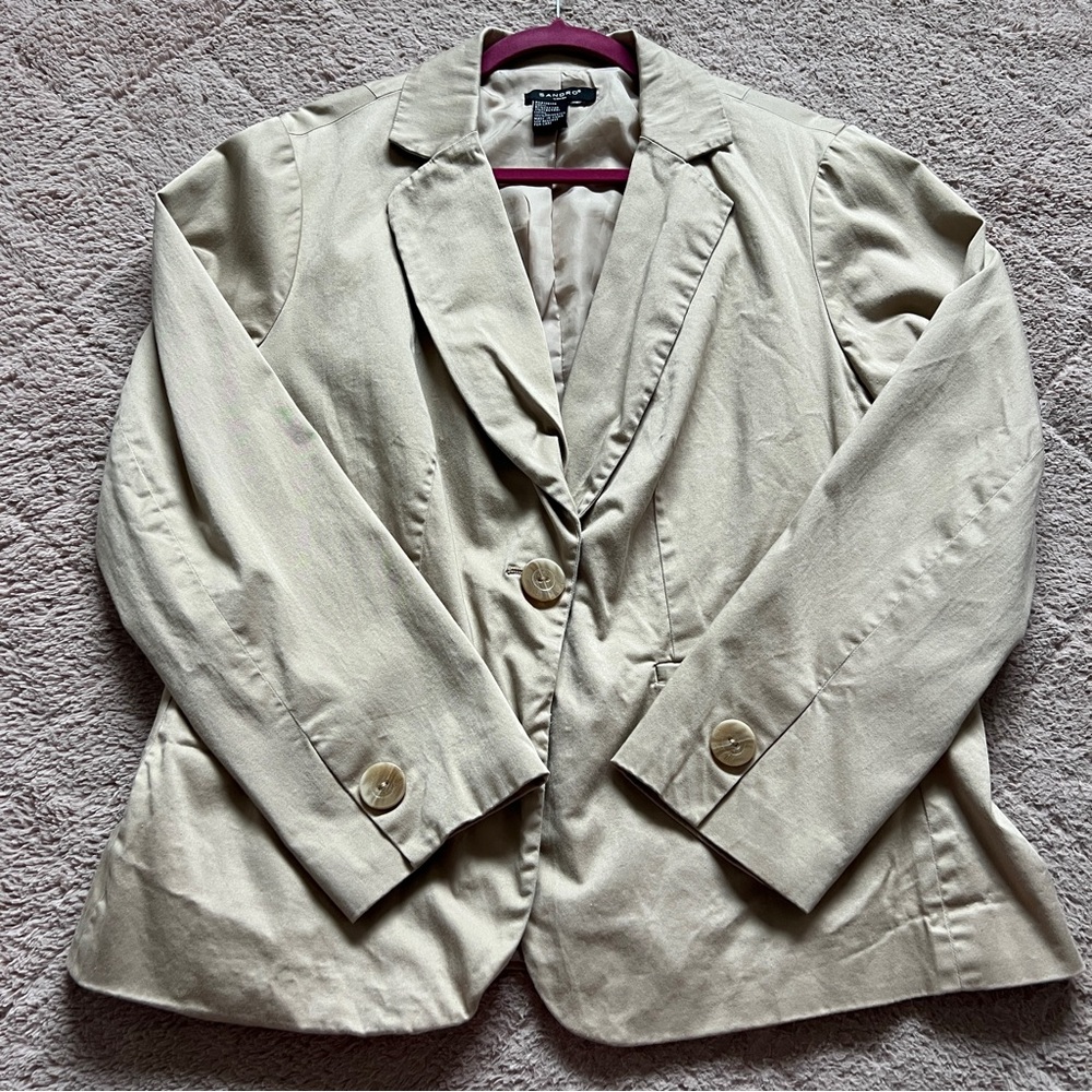 Vtg Sandro Cotton Blend Blazer Preppy Office Minimalist Capsule Old Money Size M